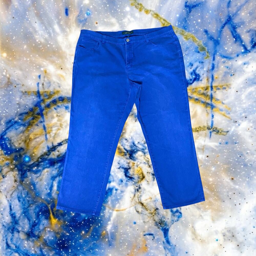Lauren Ralph Lauren Jeans Co Womens 20W Royal Blue Stretch Straight Jeans⁠